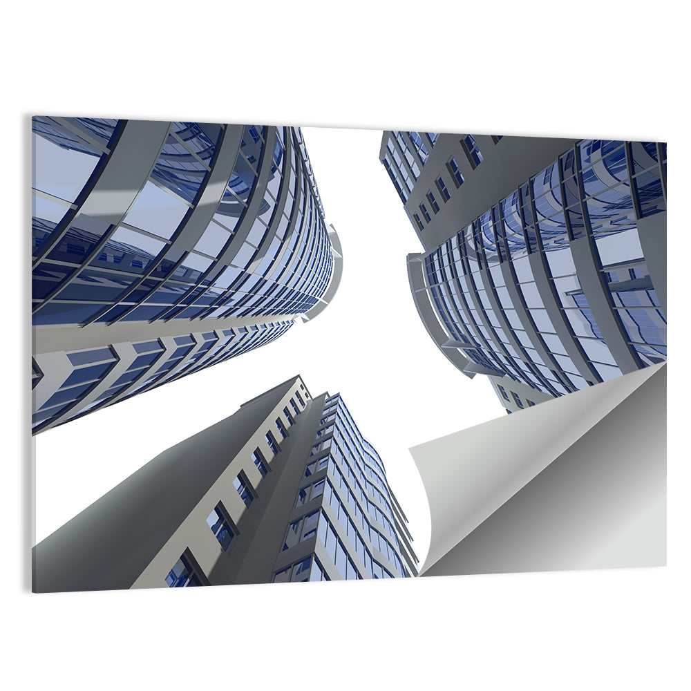 Blue Glass Skyscrapers Wall Art