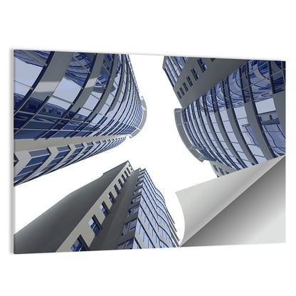 Blue Glass Skyscrapers Wall Art