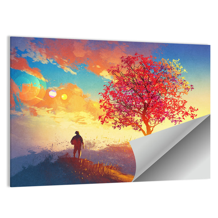 Surreal Autumn Dusk Landscape Wall Art as a poster print