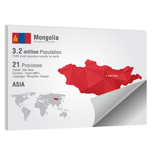 Mongolia Map Wall Art