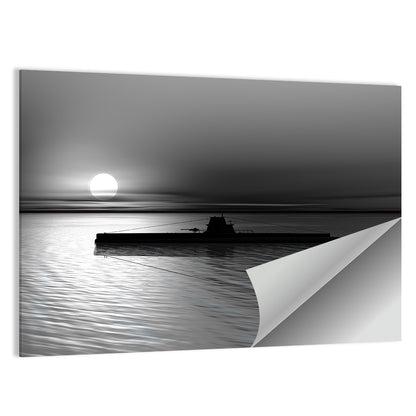 Submarine Silhouette at Dusk Wall Art