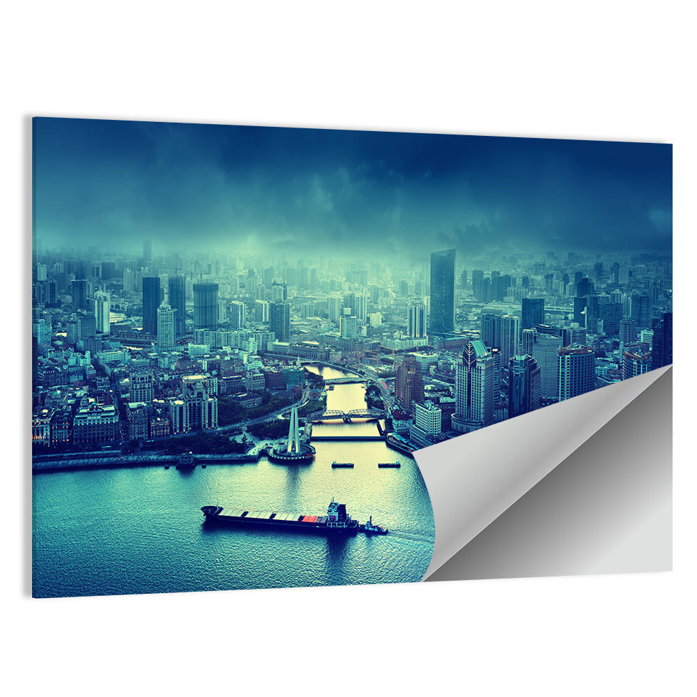 Shanghai Skyline at Sunset Wall Art