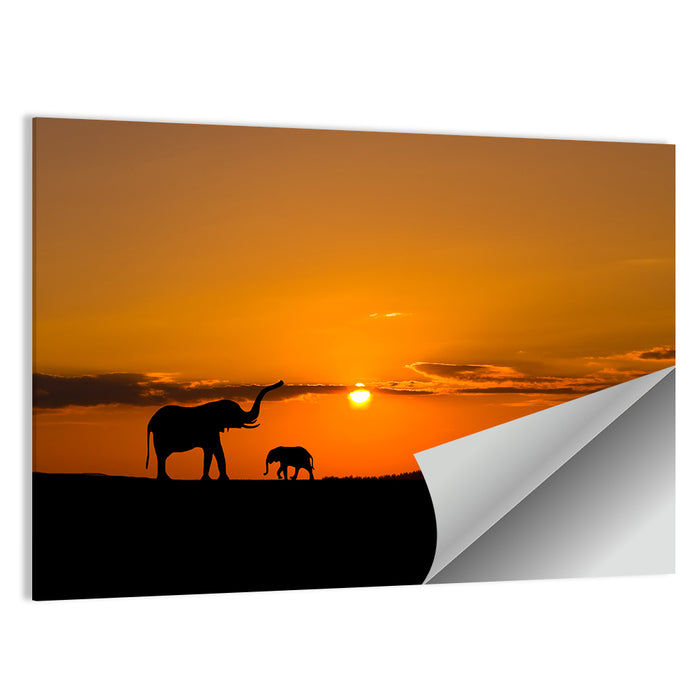 Savannah Elephant Silhouettes Wall Art as a poster print