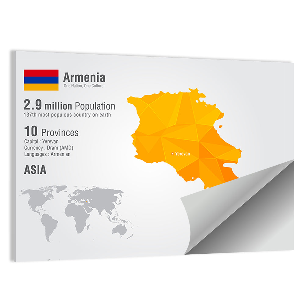 Armenia Low-poly Map Infographic Wall Art