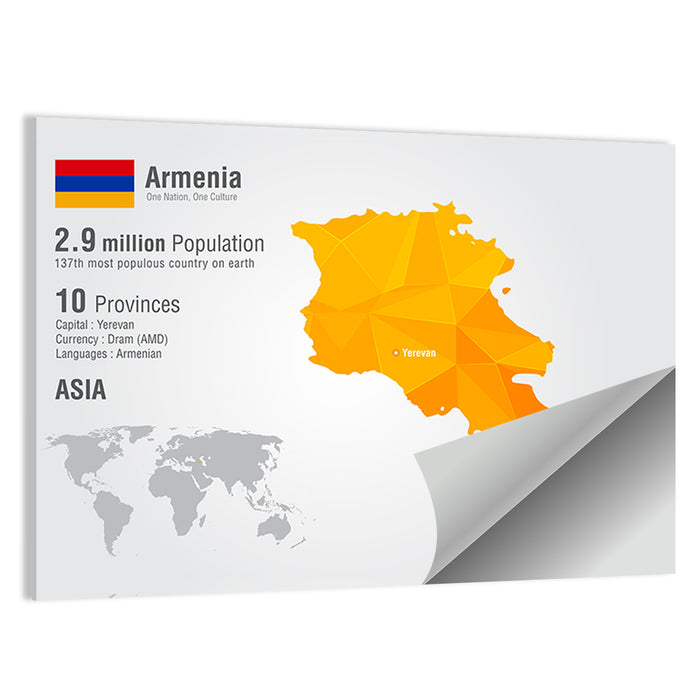 Armenia Low-poly Map Infographic Wall Art as a poster print
