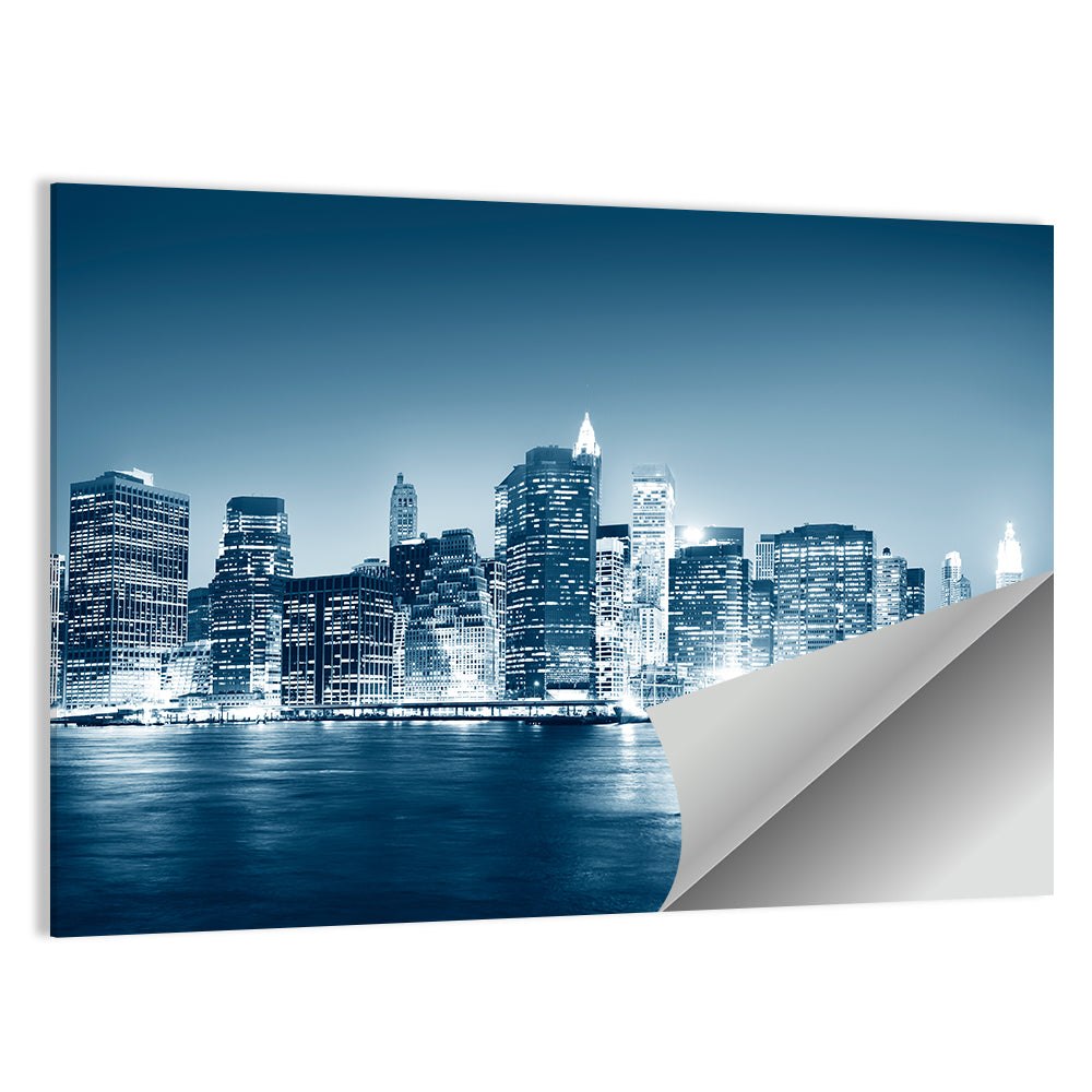 New York Night Skyline Reflection Wall Art