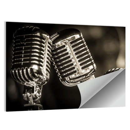 Three Vintage Studio Microphones Wall Art
