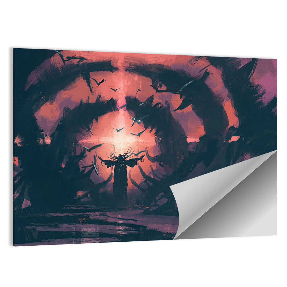 Old Wizard Casting a Spell Wall Art