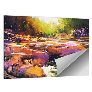 Autumn Forest Stream Artwork Wall Art