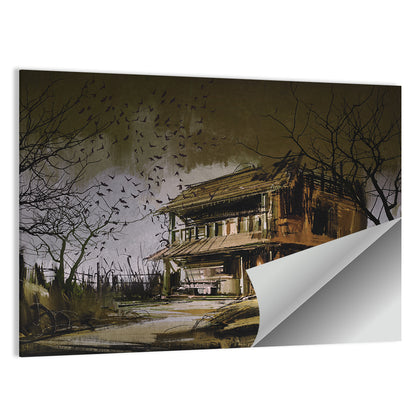 Halloween House at Dusk Wall Art