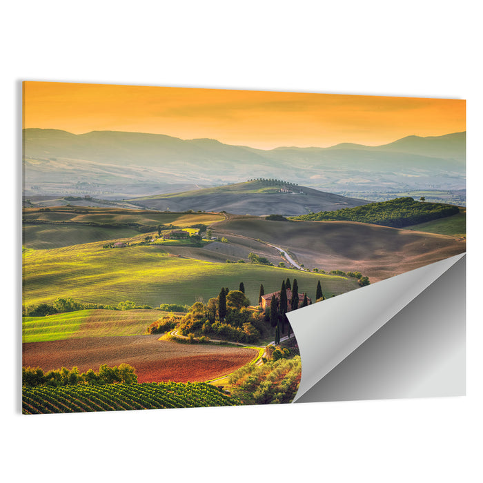Val D'orcia Sunset Hills Wall Art as a poster print