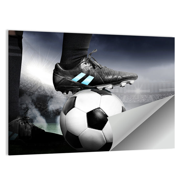 Low Angle Soccer Cleat Close Up Wall Art as a poster print