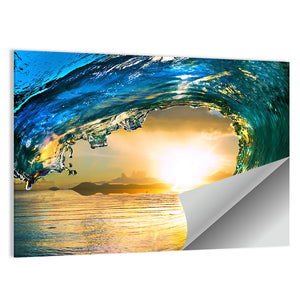 Colored Ocean Wave Sunset Wall Art