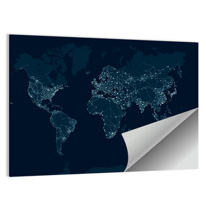 Communications Network Map Of World Wall Art