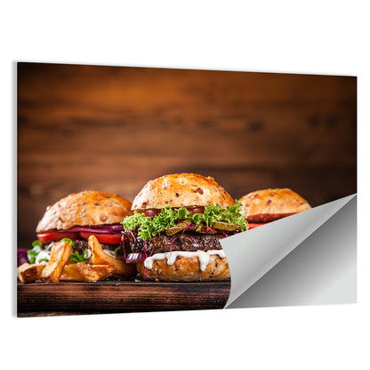 Rustic Homemade Burger Trio Wall Art