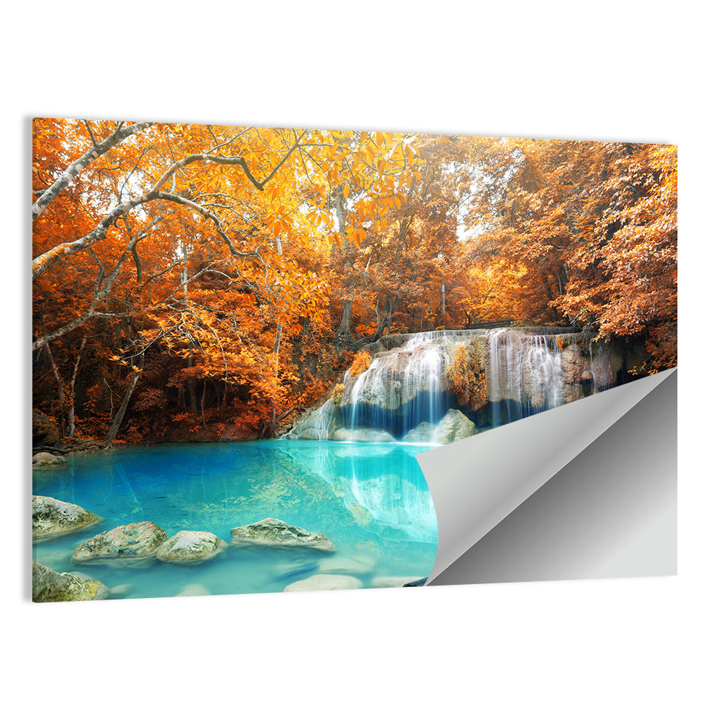 Erawan Waterfall Autumn Reflection Wall Art