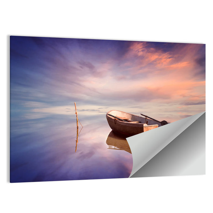 Lonely Boat at Sunset Wall Art as a poster print