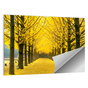 Yellow Ginkgo Tree In Nami Island Wall Art