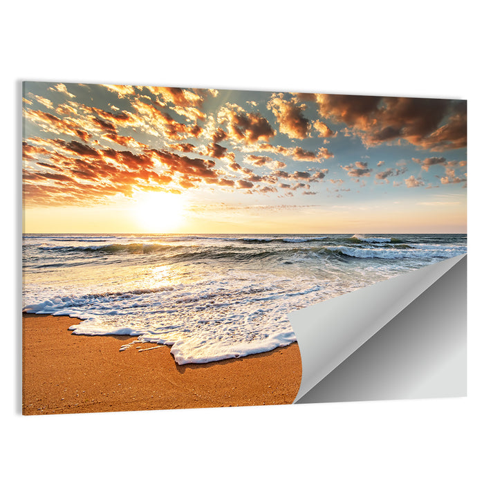 Foamy Shoreline at Sunrise Wall Art as a poster print