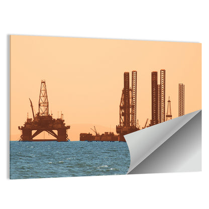 Baku Oil Rigs at Sunset Wall Art