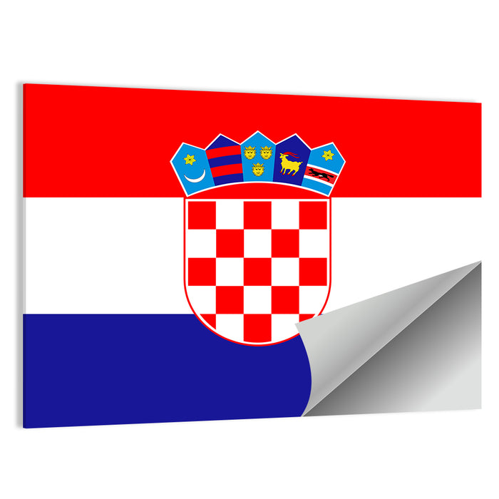 Croatian Flag with Coat of Arms Wall Art as a poster print