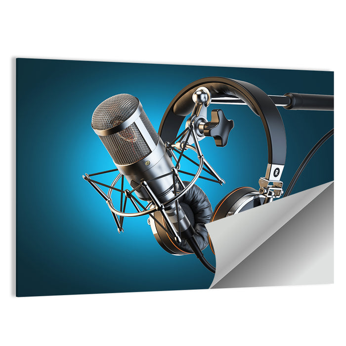 Condenser Microphone and Headphones Wall Art as a poster print