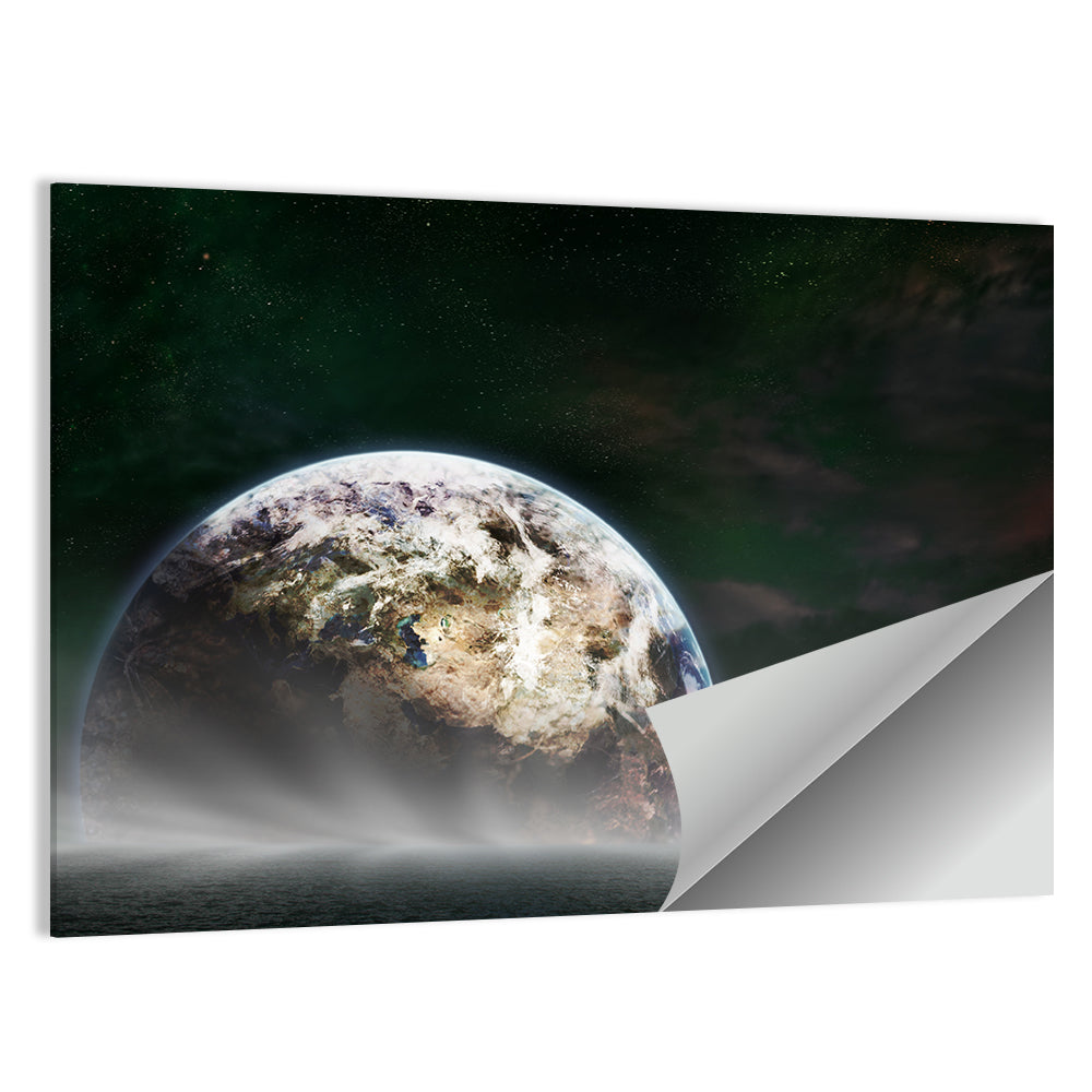 Earth Rising Over Ocean Wall Art