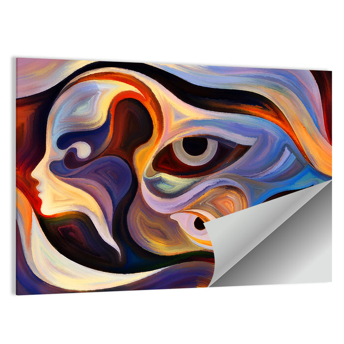 Surreal Profile with Multiple Eyes Wall Art as a poster print