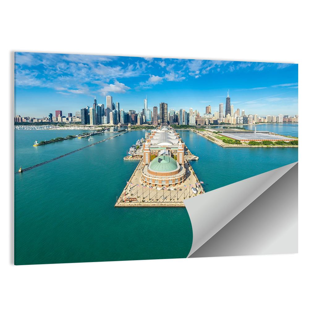 Chicago Navy Pier Aerial View Wall Art