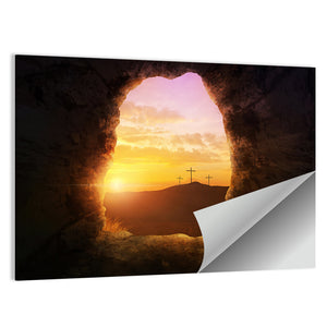 Empty Tomb With Three Crosses Wall Art