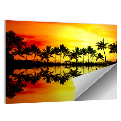 Tropical Palm Beach Sunset Wall Art