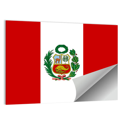 Peruvian Flag With National Emblem Wall Art