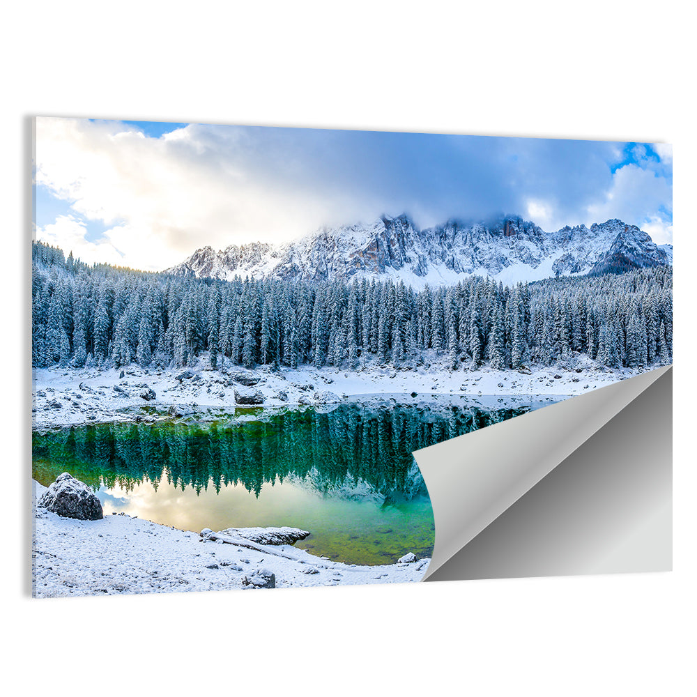 Snowy Mountain Lake Reflection Wall Art