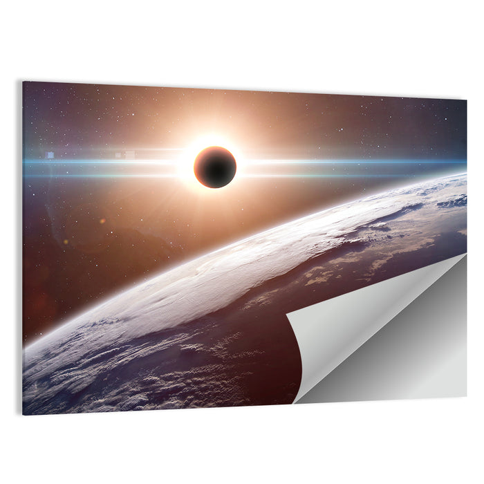 Eclipsed Earth from Space Wall Art as a poster print