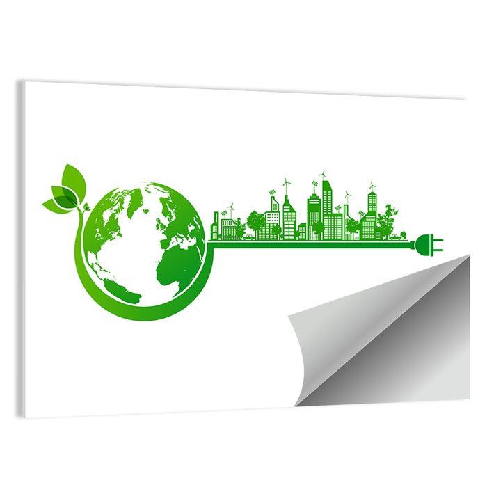 Earth and City Eco Concept Wall Art as a poster print