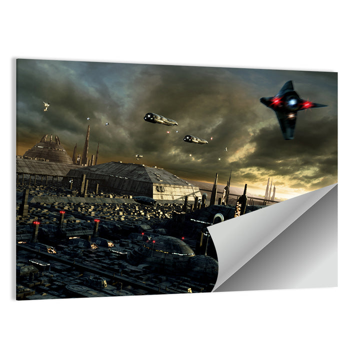 Futuristic City Skyline Wall Art as a poster print
