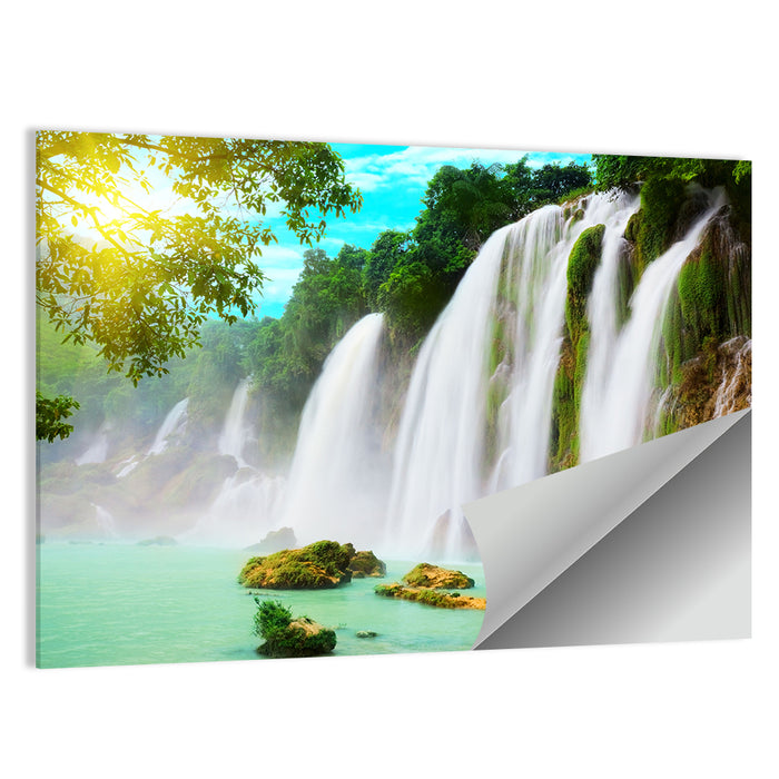 Sunlit Ban Gioc Waterfall Wall Art as a poster print