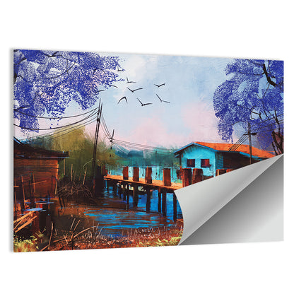 Rustic Fishing Village Pier Wall Art