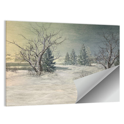 Snowy Pine Forest Fantasy Wall Art