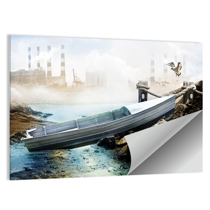Aluminum Boat on Dry Lake Bed Wall Art