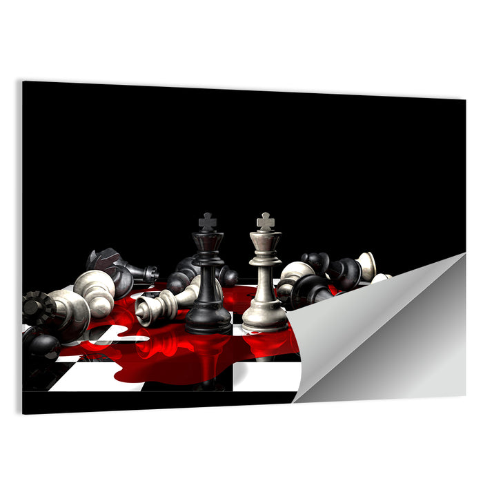 Two Kings on Black Chessboard Wall Art as a poster print