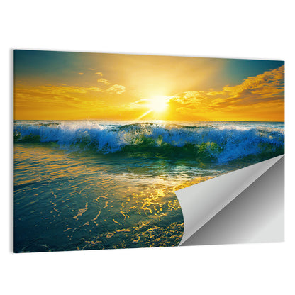 Ocean Waves At Sunrise Wall Art