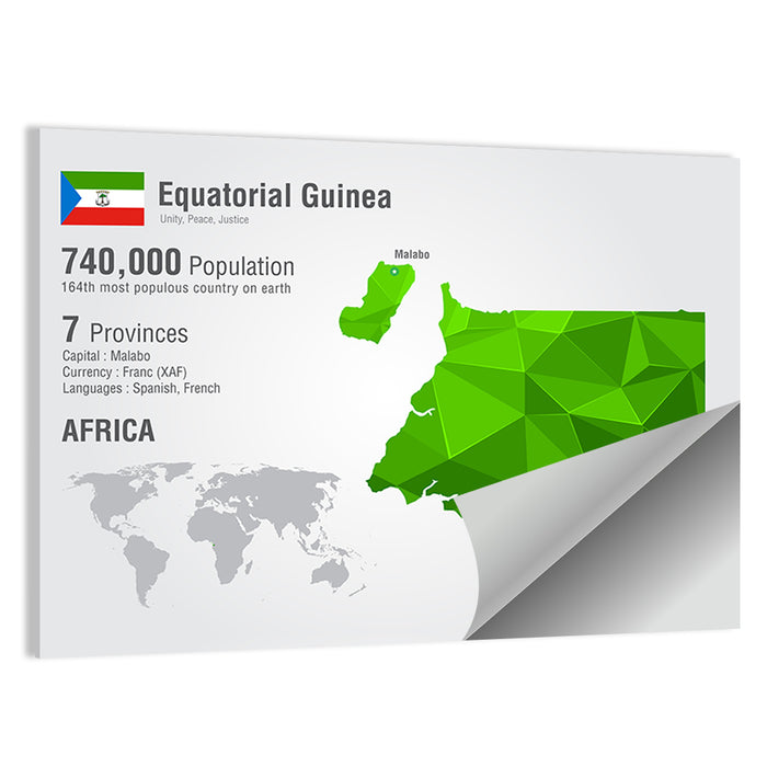 Equatorial Guinea Map Wall Art as a poster print