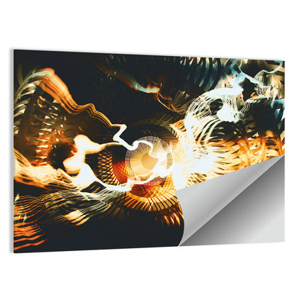 Golden Surreal Fractal Wall Art