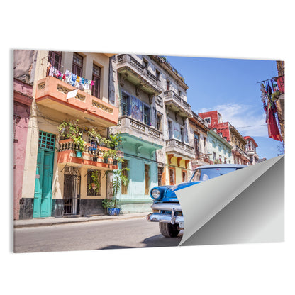 Vintage American Car on Colorful Street Wall Art