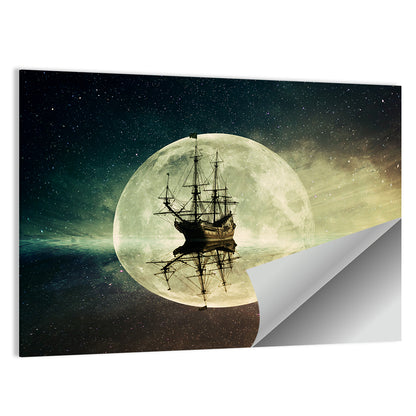 Moonlit Floating Ship Wall Art