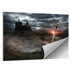 Legendary Castle Camelot Of King Arthur & Sword Excalibur Wall Art