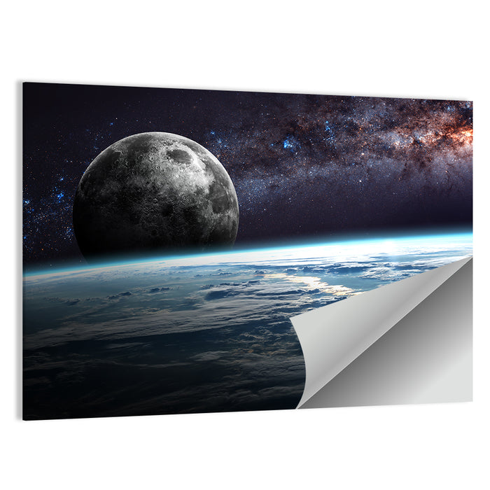Rising Moon Above Earth Horizon Wall Art as a poster print