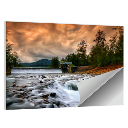 Mentawa Dam at Dusk Wall Art