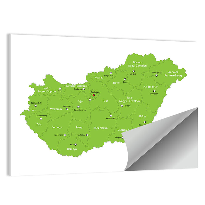 Hungary Administrative Map Wall Art as a poster print